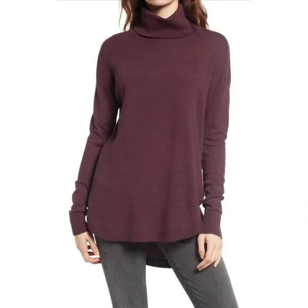 Treasure & Bond NWT Women Turtle Neck Long Sleeve Sweater Burgundy Fudge Size S